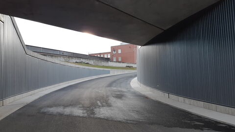 L 3040 - Ginsheim / Gustavsburg - Bahnübergangsbeseitigung Blick aus der Unterführung: L 3040 - Ginsheim / Gustavsburg - Bahnübergangsbeseitigung