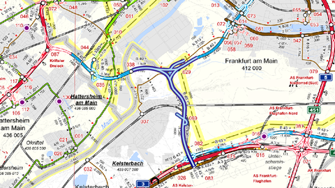 B40 / B43 Kelsterbach-Ost und Flughafen Übersichtsplan B40 / B43 Kelsterbach-Ost und Flughafen Übersichtsplan