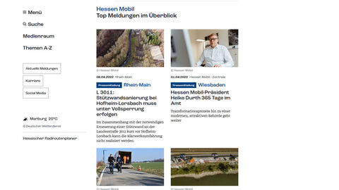 Screenshot der Hessen Mobil Website