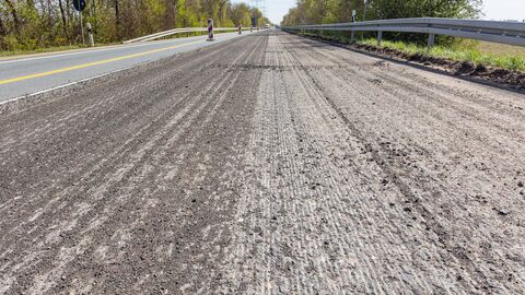 Kreisstraße während einer Sanierung