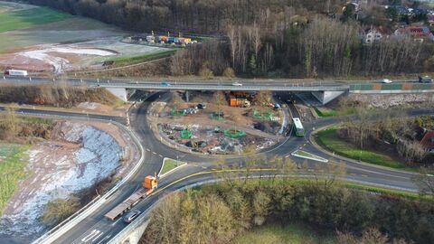 Luftbild Bronzeller Kreisel Fulda