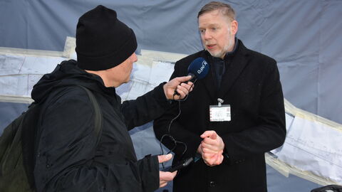 Spatenstich Radweg Okarben-Niederwöllstadt 10 Hessen Mobil-Präsident Heiko Durth im Interview mit dem Hessischen Rundfunk