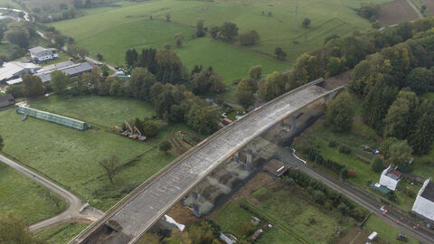 Drohnenaufnahme Kerkerbachtalbrücke vor der Sprengung 