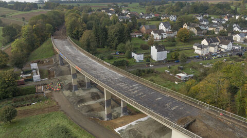Drohnenaufnahme Kerkerbachtalbrücke vor der Sprengung