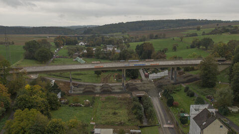 Drohnenaufnahme Kerkerbachtalbrücke vor der Sprengung