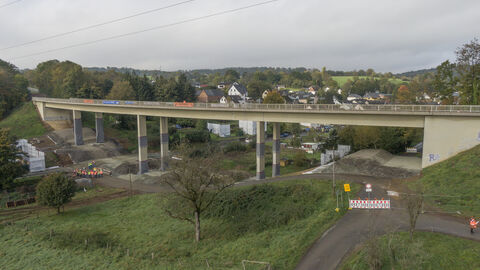 Drohnenaufnahme Kerkerbachtalbrücke vor der Sprengung