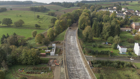 Drohnenaufnahme Kerkerbachtalbrücke vor der Sprengung