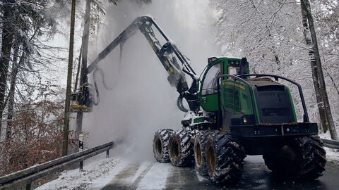 Beseitigung von Ast- und Baumbrüchen mit schwerem Gerät