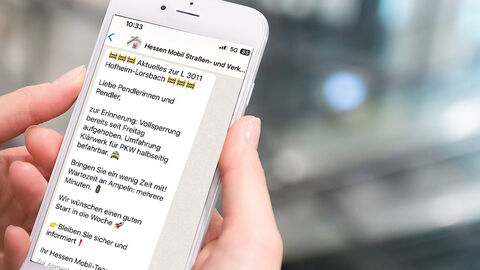 Hessen Mobil schickt Baustellen-Infos aufs Smartphone WhatsApp im Einsatz bei Hessen Mobil