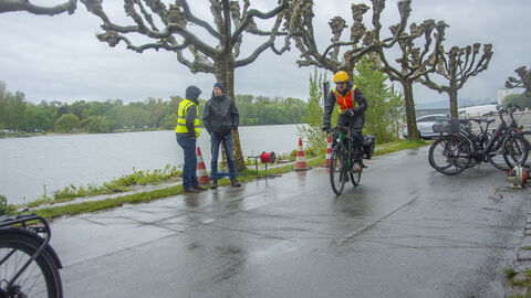 Die neue Dauerzählstelle am Rheinuferradweg in Wiesbaden-Biebrich