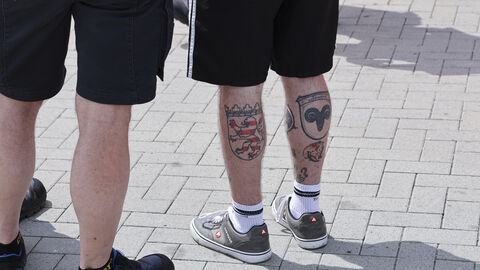 Tage der Arbeitssicherheit 30 Nahaufnahme des Hessen-Wappen als Tattoo auf einer Wade