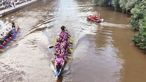 Hessen Mobil beim Drachenboot-Cup - 19 Kopf- an Kopf-Rennen auf der Lahn