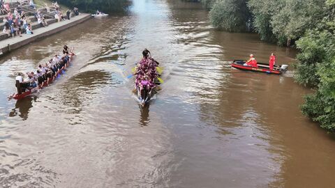 Hessen Mobil beim Drachenboot-Cup - 20 Kopf- an Kopf-Rennen auf der Lahn