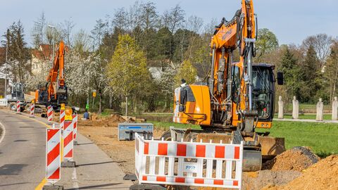 Baustelle auf einer Landesstraße
