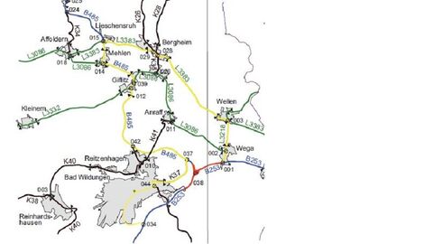 Umleitungsskizze Ortsumgehung Bad Wildungen