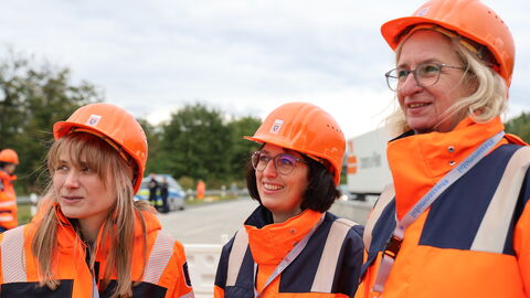 Pressetermin Brückeneinschub B 43 Spange Kelsterbach 28 Baustellenrundgang mit Pressevertretern