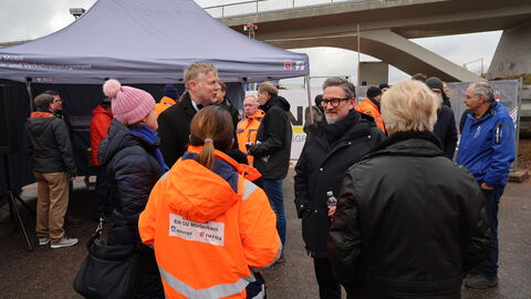 Feierlicher Tunnelanstich OU Mörlenbach 4 Gesprächsrunde vor dem Veranstaltunsgzelt