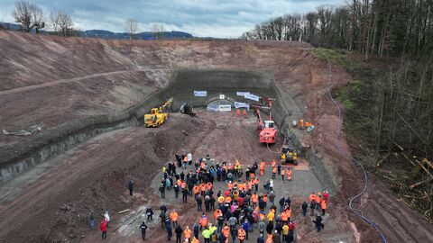 Feierlicher Tunnelanstich OU Mörlenbach 26 Drohnenaufnahme der Veranstaltung