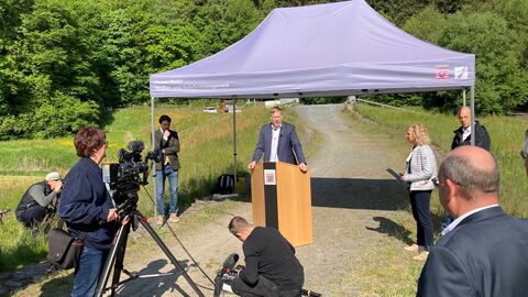 Pressetermin B45 Brücke bei Bad König Pressetermin B45 Brücke bei Bad König