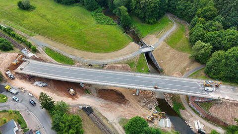 Pressetermin Baustelle Zeller Brücke 1 Drohnenaufnahme Zeller Brücke