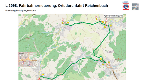 L 3098 Ortsdurchfahrt Reichenbach - Umleitung Durchgangsverkehr