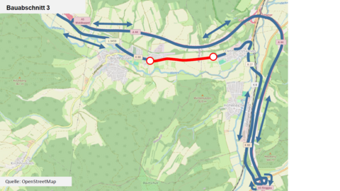 L 3459 und K 88 bei Bischausen - Bauabschnitt 3 und Umleitung