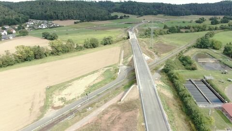 Drohnenaufnahme der neuen B 252 Ortsumgehung MüWeLa