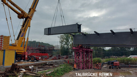 B 38 - OU Mörlenbach - Talbrücke Reisen, Einhub Fertigteile, Oktober 2025 B 38 - OU Mörlenbach - Talbrücke Reisen, Einhub Fertigteile, Oktober 2025