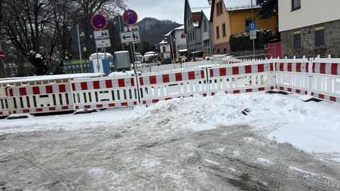 Baustelle an der Ortsdurchfahrt Birkenau