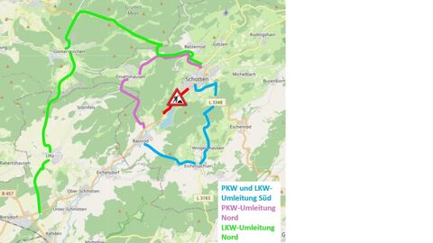 Umleitung B 455 Schotten - Stausee