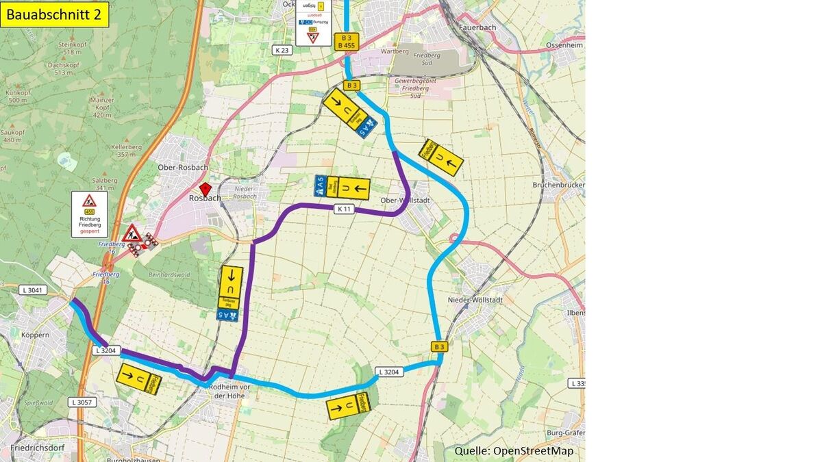 Straßenbauarbeiten Auf Der B 455 In Rosbach V. D. Höhe | Mobil.hessen.de